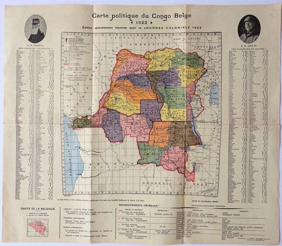 LESIGNE, A., Carte politique du Congo Belge - Edition specialement reservee pour la journee coloniale 1922., antique map, old maps