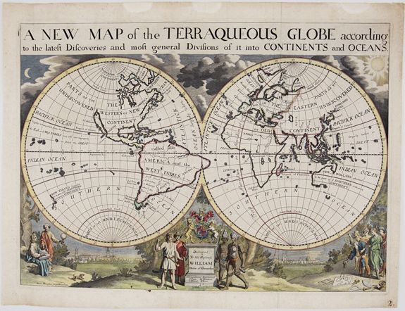 WELLS, Edward., A New Map of the Terraqueous Globe. . ., antique map, old maps