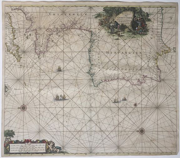 KEULEN, Johannes van; LEUPENIUS, J., Paskaart Van Cales tot Cadix., antique map, old maps