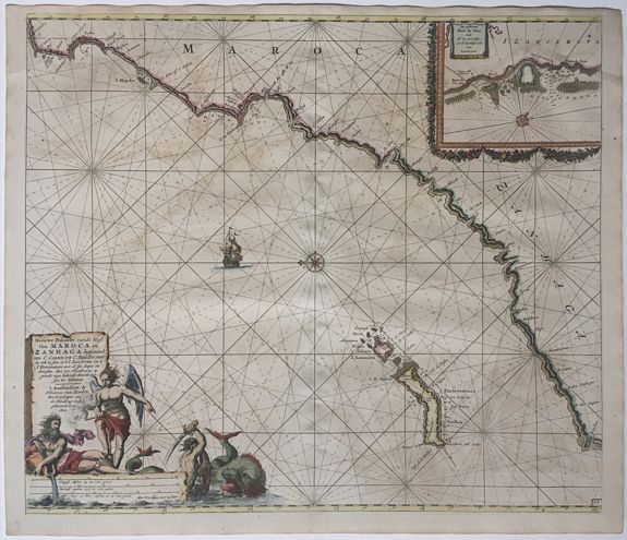 KEULEN, Johannes van., Nieuwe Pascaert vande Kust van Maroca en Zanhaga. , antique map, old maps
