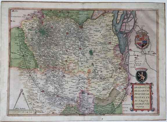 DE JODE, Gerard and Cornelis., Brabantiae Belgarum., antique map, old maps