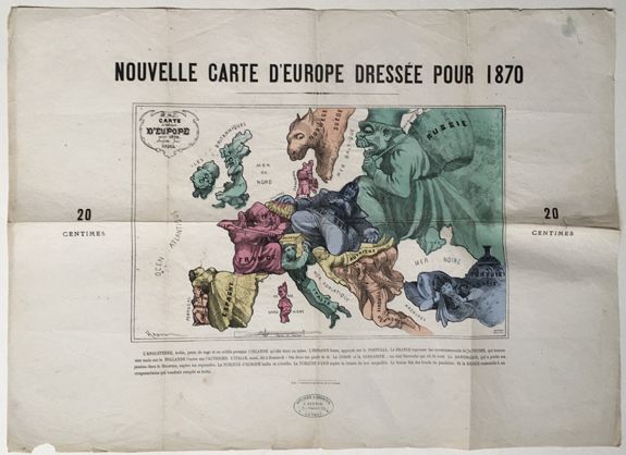 HADOL, Paul Joseph., Nouvelle Carte d'Europe dressée pour 1870 / Carte drôlatique d'Europe pour 1870 dressée par Hadol., antique map, old maps