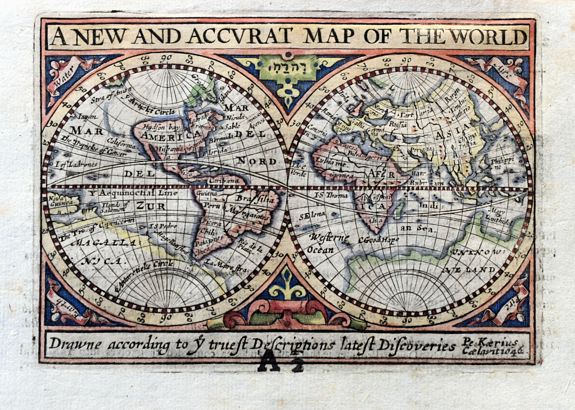 KAERIUS, P. / SPEED, J., A New and Accurat Map of the World drawne according to ye truest Descriptions latest Discoveries., antique map, old maps