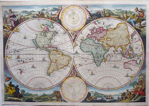 KEUR, Hendrik & Jakob., Werelt Caert. Orbis terrarum., antique map, old maps