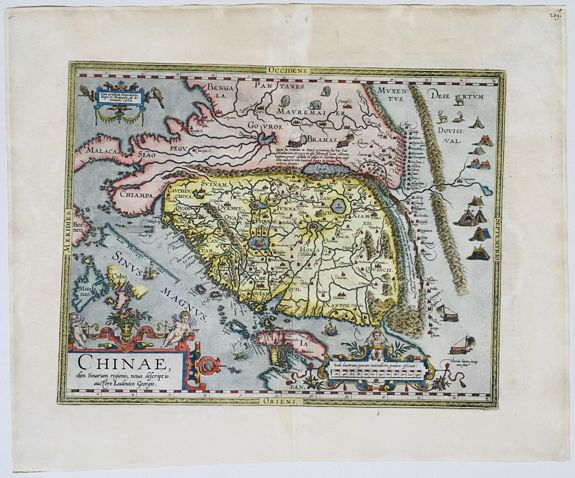 ORTELIUS. Abraham, , Chinae Olim Sinarum Regionis Nova Descriptio auctore Ludovico Georgio., antique map, old maps