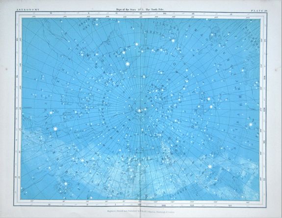 JOHNSON, Alexander Keith., An attractive set of six celestial plates., antique map, old maps