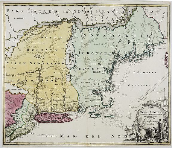 HOMANN, J.B., NOVA ANGLIA. Septentrionali Americae implantata. Anglorumique coloniis florentissima. . ., antique map, old maps