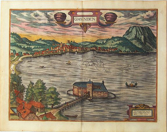 BRAUN, Georg / HOGENBERG, Frans., Gmunden., antique map, old maps