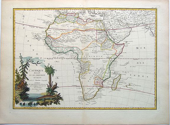 JANVIER / LATTRE., L'AFRIQUE divisee EN SES PRINCIPAUX ETATS . . ., antique map, old maps