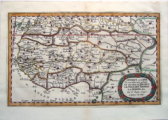 SANSON, N., AFRIQUE ou LIBIE ULTERIEURE ,LE SAARA ou DESERT, LE PAYS DES NEGRES LA GUINEE . . ., antique map, old maps