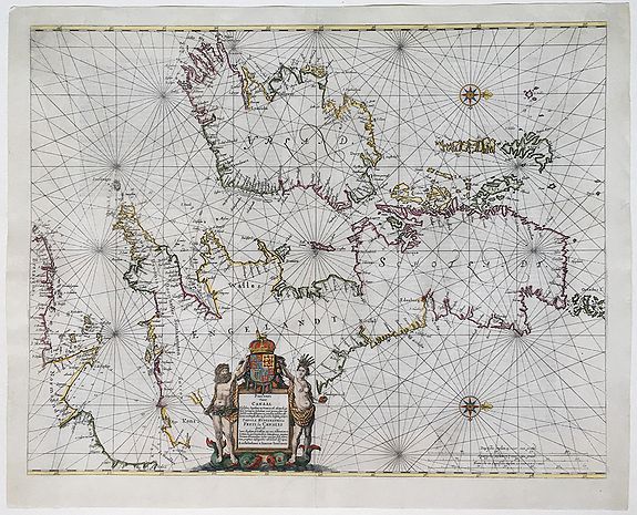 JANSSONIUS, Johannes., Pascaert Vant Canaal tuschen Engelant en Vrancryck . . ., antique map, old maps