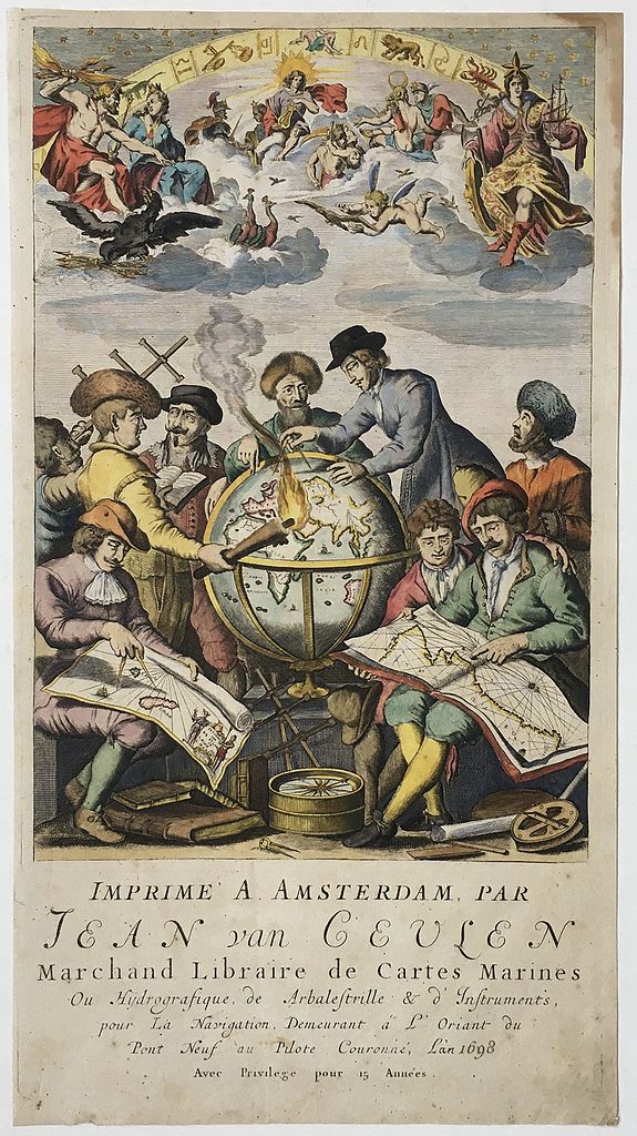 KEULEN, Johannes van., Title page for: Le Nouveau & Illuminant Flambeau de la Mer., antique map, old maps