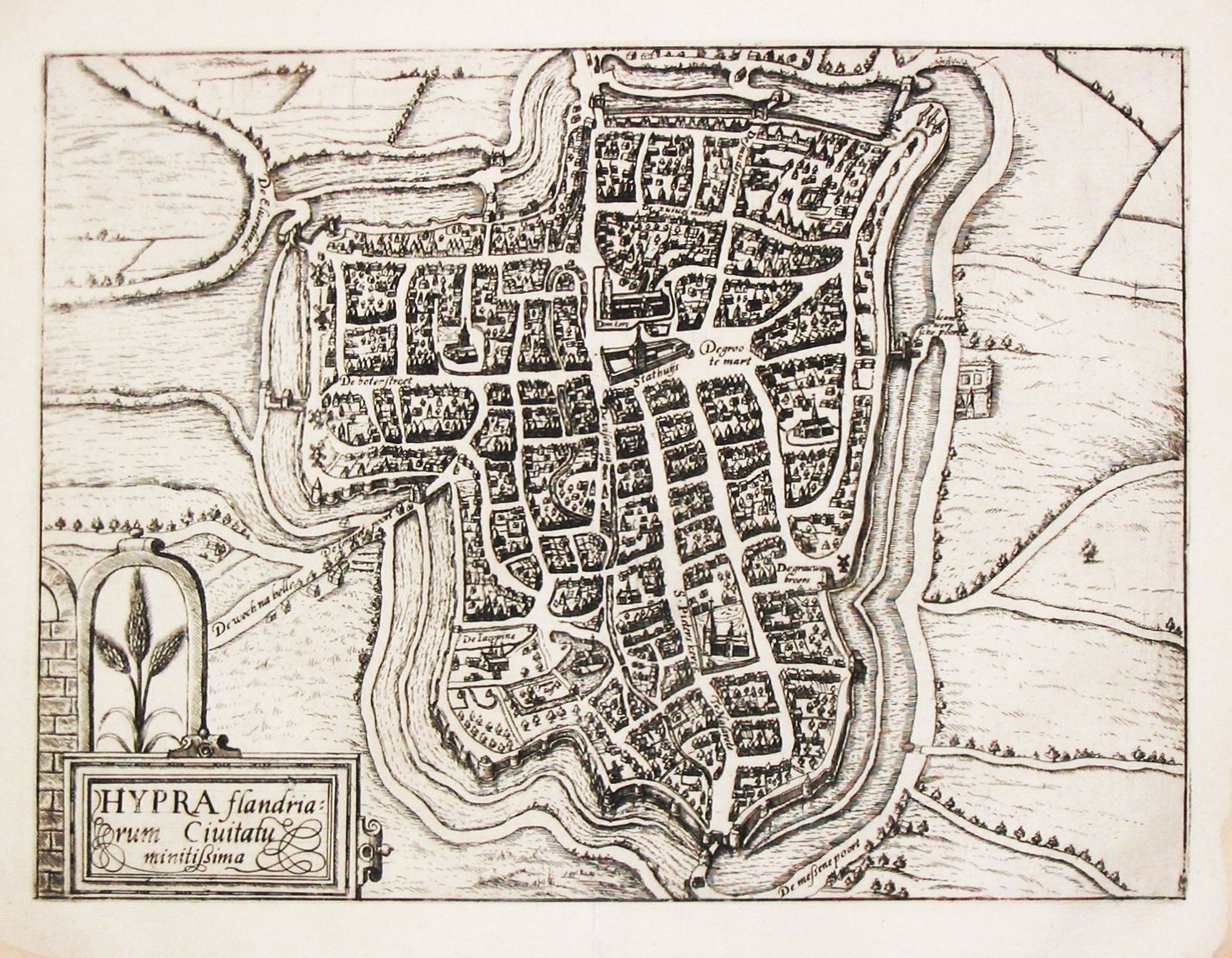 BLAEU, W., Hypra Flandria. . Plus 2 other maps of the area.., antique map, old maps