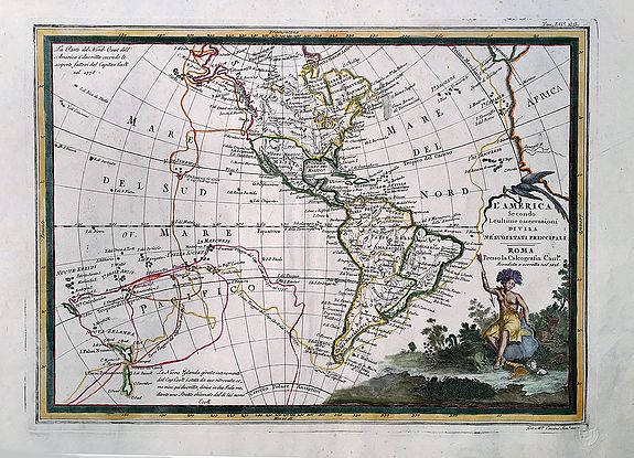 CASSINI, G.M., L'America secondo le ultime osservazioni divisa ne' suoi stati principali., antique map, old maps