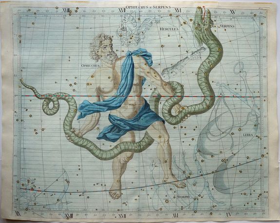 FLAMSTEED, J., OPHIUCHUS & SERPENS., antique map, old maps