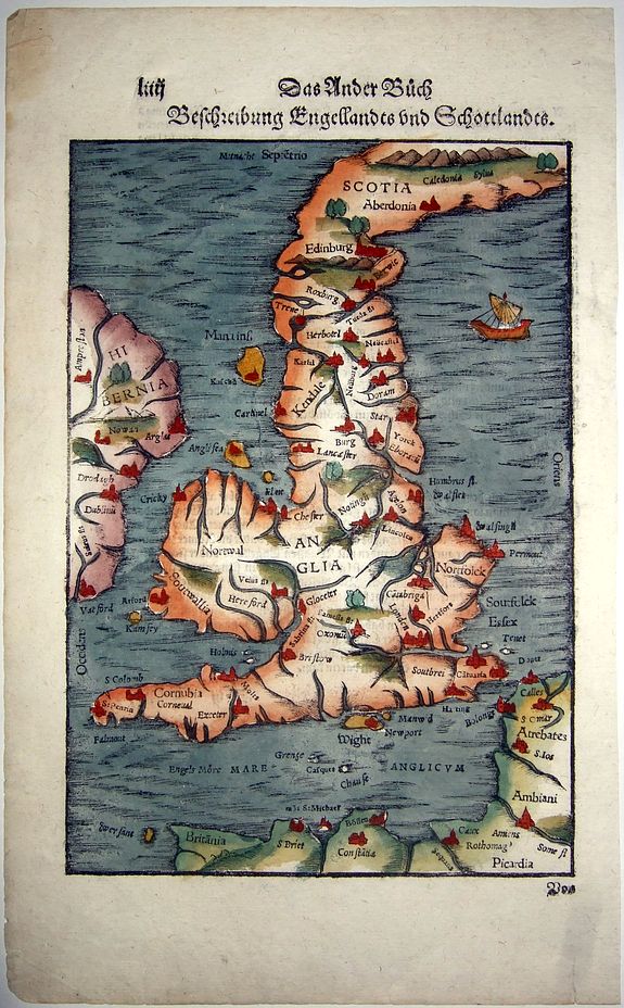 MUNSTER, Sebastian., Beschreibung Engellandts und Schottlandts., antique map, old maps