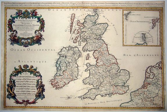 JAILLOT, Hubert., Les Isles Britanniques ou sont les Royaumes d' Angleterre, Ecosse, et Irlande; distingués en leurs principales Provinces. . ., antique map, old maps