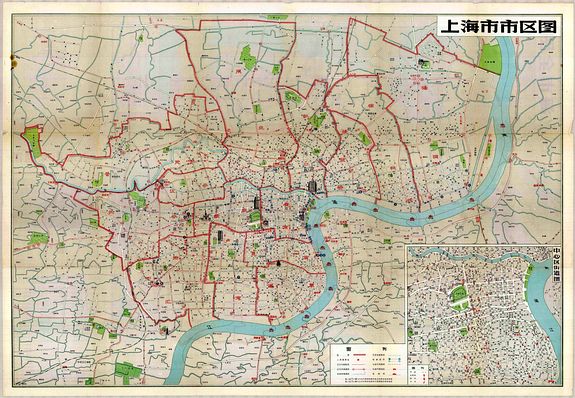 ANONYMOUS., Map of Shanghai, 1959., antique map, old maps
