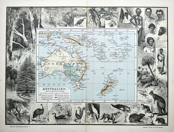 SPAMER, O., Australien., antique map, old maps