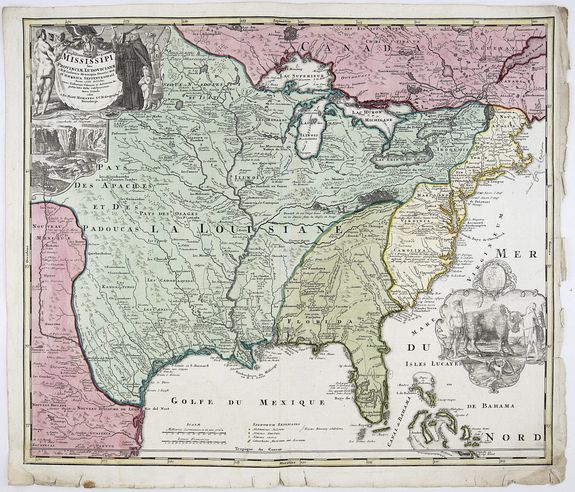 HOMANN, J. B., Amplissimae Regionis Mississipi Seu Provinciae Ludovicianae. . ., antique map, old maps