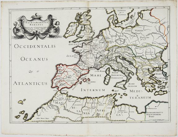 TAVERNIER, M., Patriarchatus Romanus . . ., antique map, old maps
