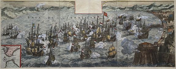 VISSCHER, Claes Jansz, after VINCKBOONS, David., Baya de Gibraltar., antique map, old maps