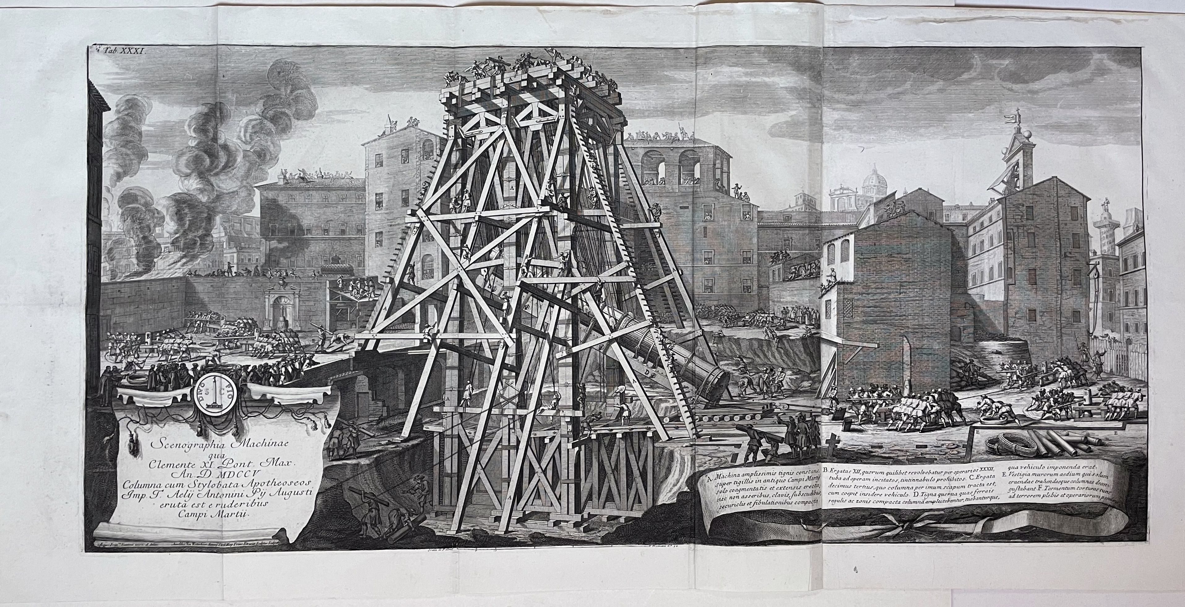 WESTERHOUT, Arnold van, after FONTANA, Francesco., Scenographia Machinae qua Clemente XI Pont. Max. An. D. MDCCV Columna. . ., antique map, old maps