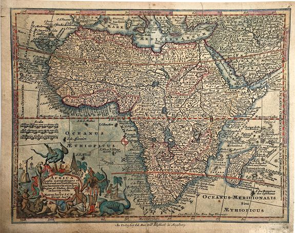 SEUTTER, M. , Africa Juxta Navigationes et Observat: Recentissimas Aucta. . . , antique map, old maps