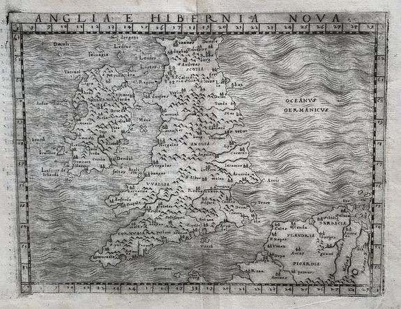 GASTALDI, Giacomo., Angli e Hibernia Nova., antique map, old maps