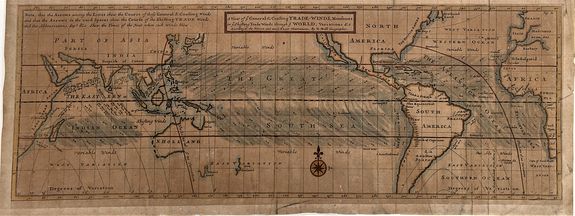 MOLL, H., A View of ye General & Coasting Trade-Winds, Monsoons or ye Shifting Trade Winds Through ye World, Variations &c. . ., antique map, old maps