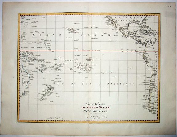 POIRSON, J. B., CARTE REDUITE DU GRAND OCEAN MERIDIONALE 1802., antique map, old maps