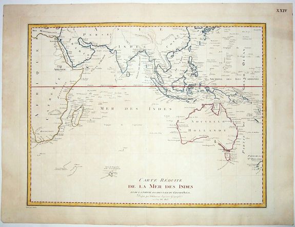 POIRSON, J. B., Carte Reduite de la Mer des Indes et de la Partie Occidentale du Gran Ocean. 1803., antique map, old maps
