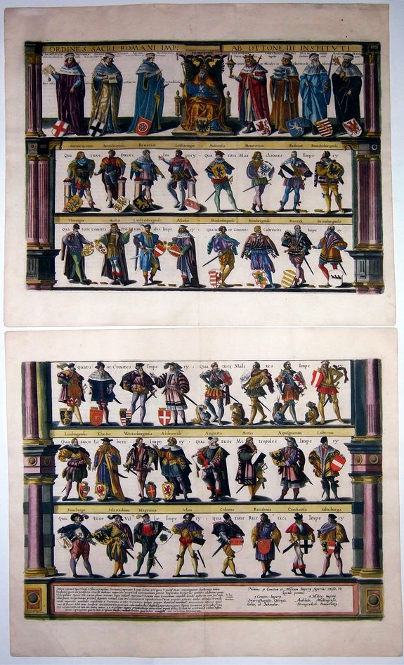 DE JODE, Gerard. / VRIENTS, J.B., Ordines Sacri Romani Imp. ab Ottone III instituti., antique map, old maps