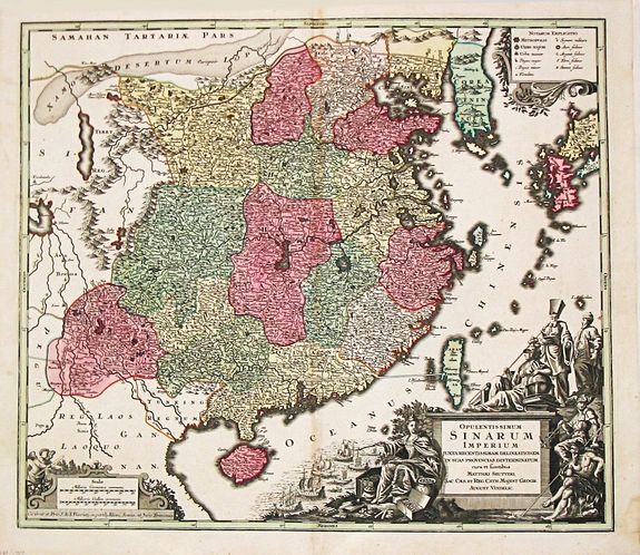 SEUTTER, M. , Opulentissimum Sinarum Imperium., antique map, old maps