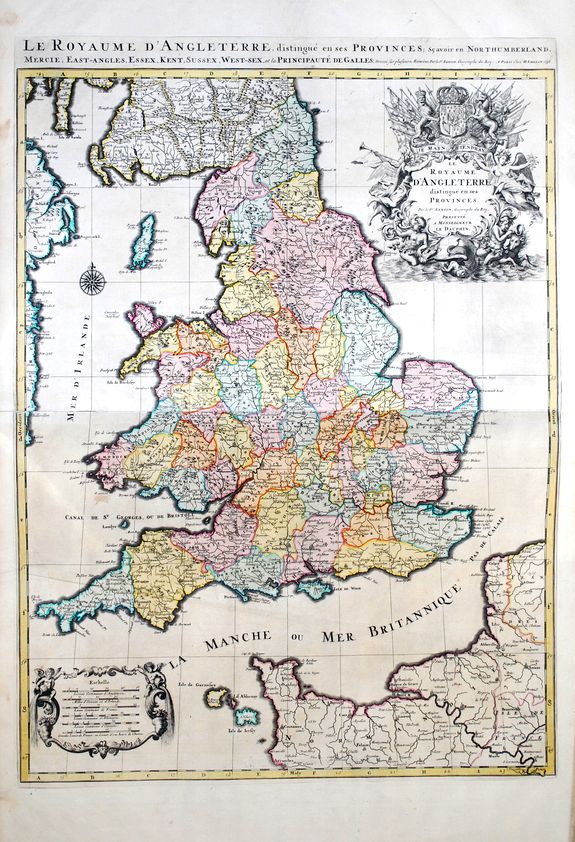 JAILLOT, A.-H., [ A-H Jaillot's large map of England. Royaume d'Angleterre. . . , antique map, old maps