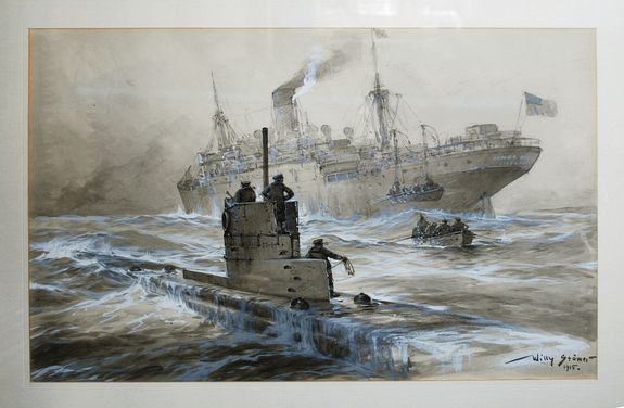 STOEWER, Willy., [Submarine warfare World War I, antique map, old maps