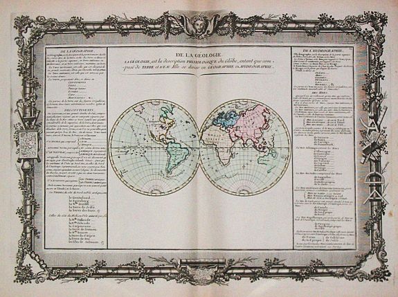 DE MORNAS, Claude Buy., A map depicting the world in two hemispheres.), antique map, old maps