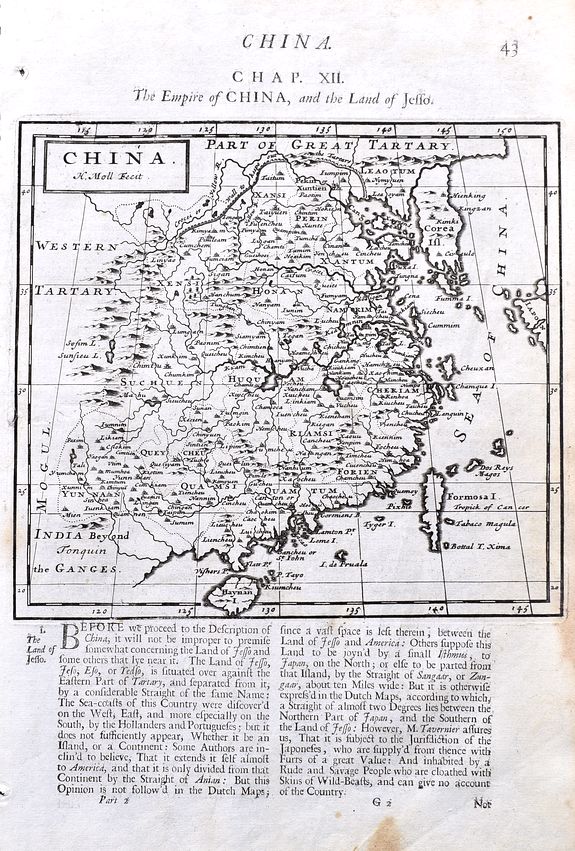 MOLL, H., China., antique map, old maps