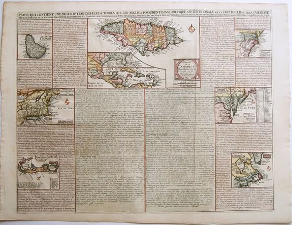 CHATELAIN, Henri Abraham., Carte Qui Contient Une Description Des Iles & Terres Que Les Anglois . . ., antique map, old maps
