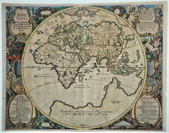 MEJER, Johannes., Orbis Vetus cum Origine Magnarum in Eo Gentium a Filiis et Nepotibus Noe., antique map, old maps