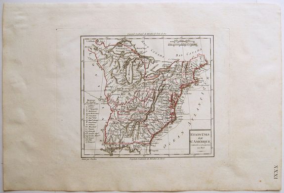 POIRSON, , Mentelle, Malte-Brun., Etats Unis De L'Amerique Corriges et Augmentes en 1803. , antique map, old maps