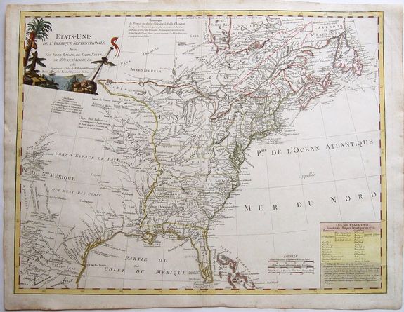 BOUDET., États-Unis de l'Amérique septentrionale avec les Isles Royale, de Terre Neuve, de St. Jean, l'Acadie &c. 1785. . . , antique map, old maps