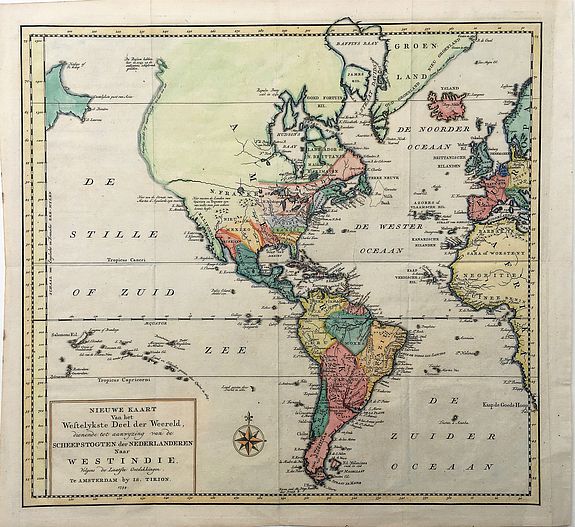 TIRION, I., Nieuwe Kaart van het Westelykste Deel der Weereld. . ., antique map, old maps
