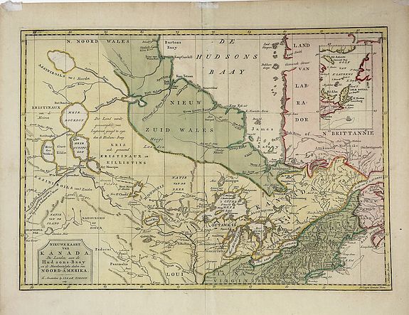 TIRION, I., Nieuwe Kaart van Kanada, De Landen aan de Hudson's-Baay en de Noordwestelyke deelen van Noord-Amerika. . . , antique map, old maps