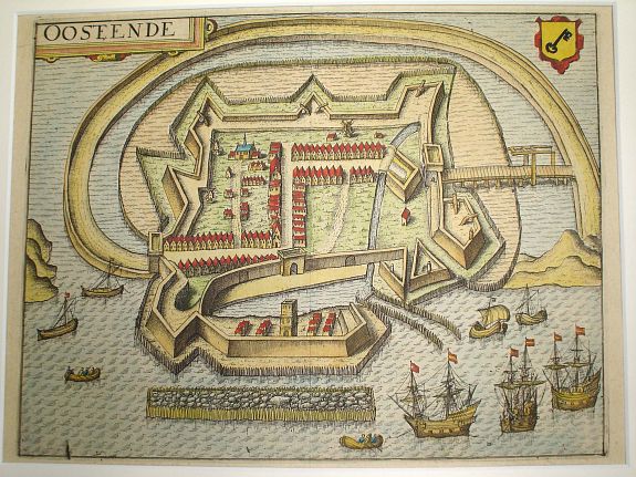 GUICCIARDINI, L., Oostende., antique map, old maps
