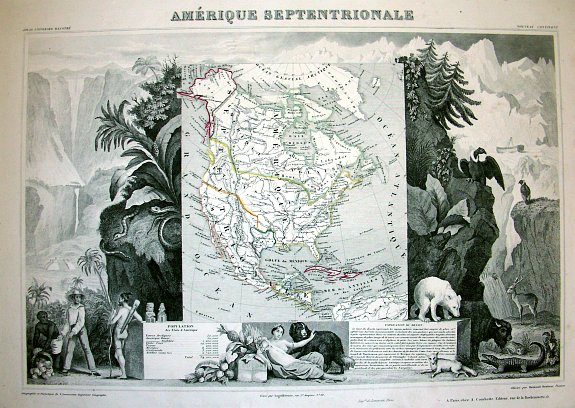 LEVASSEUR, V., Amérique Septentrionale, antique map, old maps