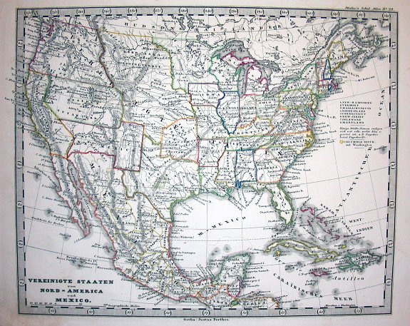 PERHTES, J., Vereinigte Staaten von Nord America und Mexico, antique map, old maps