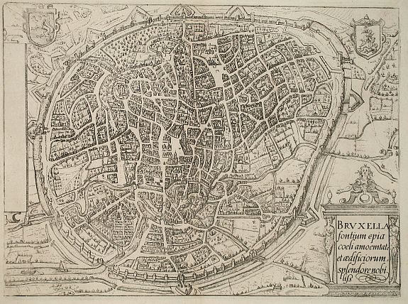 GUICCIARDINI, L, Bruxella fontium copia coeli amoentate et aedificiorum splendore nobiliss., antique map, old maps
