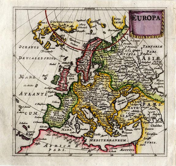 Cluver / Bertius, Europa (heightened with gold leaf), antique map, old maps