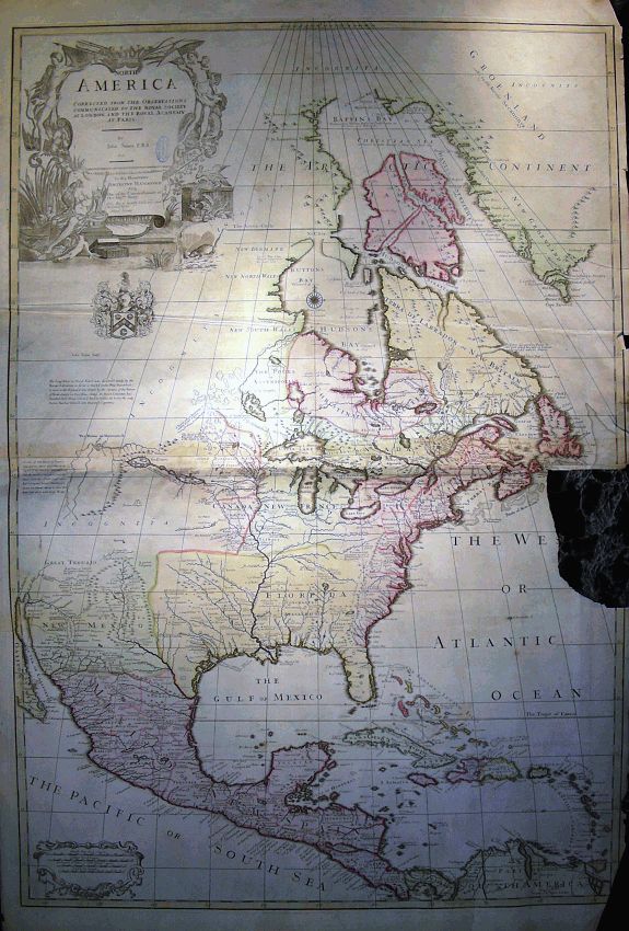 SENEX, J., North America corrected from the observations communicated to the Royal Society of London, and the Royal Academy at Paris..., antique map, old maps